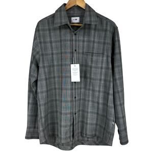 NN07 NWT Hans Long Sleeve Plaid Gray Blue Button Up Shirt Men's Size L